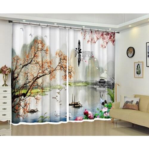 Scenery print Luxury Blackout 3D Window Curtain Living Room office Bedroom Drapes Rideaux Cortinas Customized size pillowcase