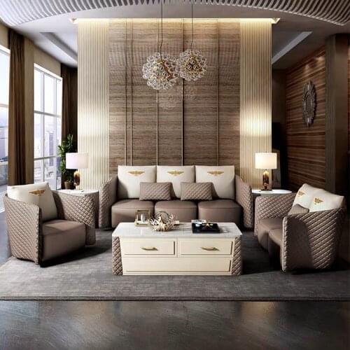 Italian luxury three seater sofa leather metal design sofa living room modern hotel villa office comfortable sofa