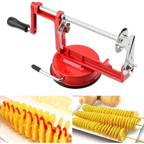 NICEYARD Manual Red Stainless Steel Twisted Potato Apple Slicer Spiral French Fry Cutter Cooking Tools Vegetable Spiralizer