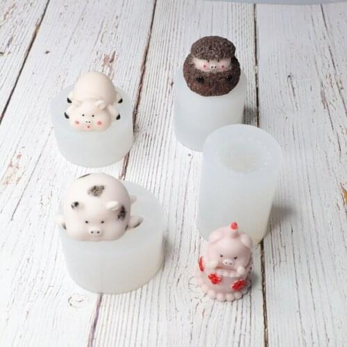 Dudu Pig Shape Silicone 3D Candle Soap Mould DIY Candle Epoxy Mold Handmade Soy Candles Aroma Wax Soap Molds