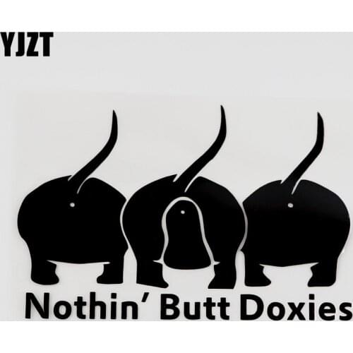 YJZT 15.2CMX10.1CM Funny Dog Nothing Butt Doxies Vinyl Car Sticker Black/Silver 8C-0007