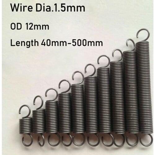 1pcs Wire Diameter 1.5mm Tension Extension Spring Expansion Springs Length 40/50/60/70/80/90/100/120/140-500 Out Diameter 12mm