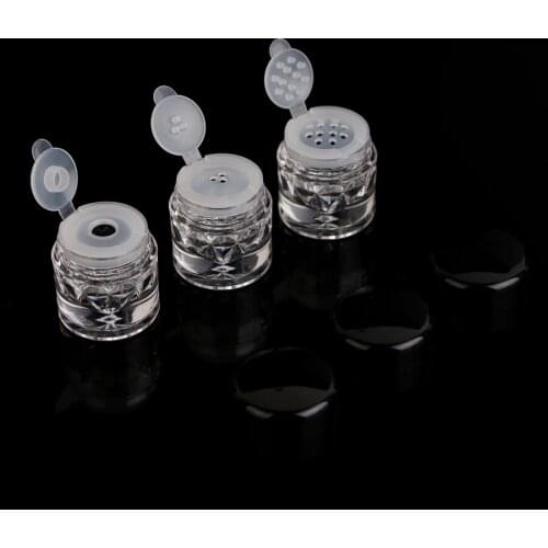 10/50PCS 2G 3ML Black+clear Plastic Loose Powder Jar With Flip Sifter Empty round powder packing jar DIY cosmetic container tool