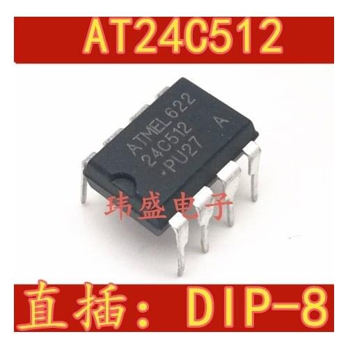 10pcs AT24C512-10PI-2.7 AT24C512 DIP-8 24C512