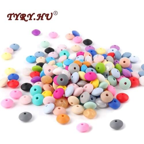 TYRY.HU 10Pcs Silicone Abacus Lentil Beads 12mm BPA Free Baby Teething Beads Chewable Baby Teethers Pacifier Chain Accessories