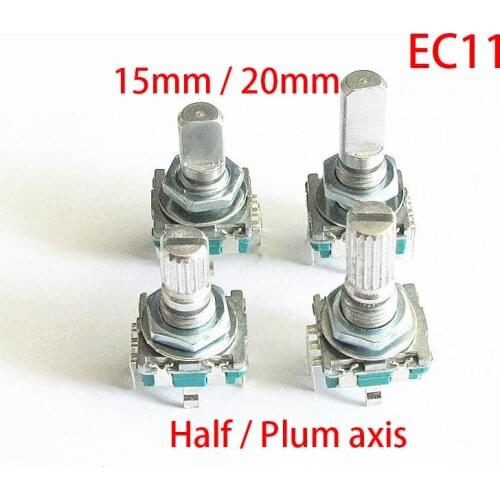 10PCS Half / Plum axis rotary encoder, handle length 15mm / 20mm code switch/ EC11 / digital potentiometer with switch 5Pin