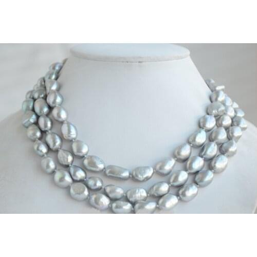 14'' 15'' 16'' 17'' 30'' 35cm - 80cm 11mm gray baroque freshwater pearl Necklace Woman Jewelry AAA Natural pearl