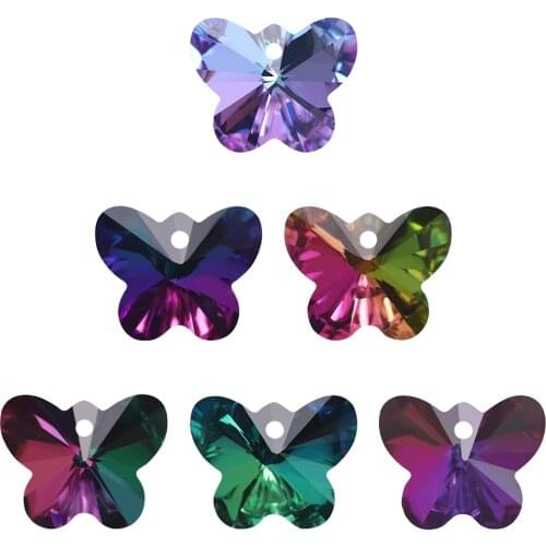 14mm 18mm Colorful Charms Crystal Pendant Autrian Glass Butterfly Beads Gems for Women Jewellery Making Earring Necklace DIY