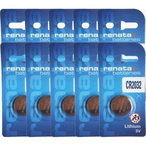 20pcs/lot Swiss 2032 Renata Button CR2032 Watches 3V Remote Control Toy Battery High-Performance Button Batteries