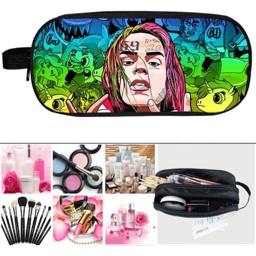 2021 Hip-Hop 6ix9ine Tekashi GOOBA Pencil case College School Supplies Pen box Teenage Large Stationery Bag Women Cosmetic bags