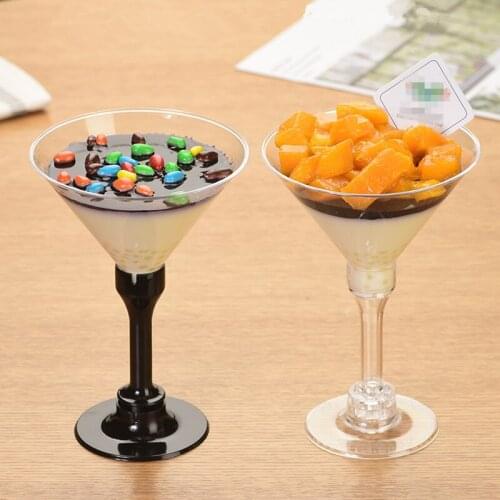 50pcs Goblet Mousse Cup Wine Glass Ice Cream Pudding Fruit Dessert Cup Wedding Birthday Party Cocktail Champagne Plastic Cups