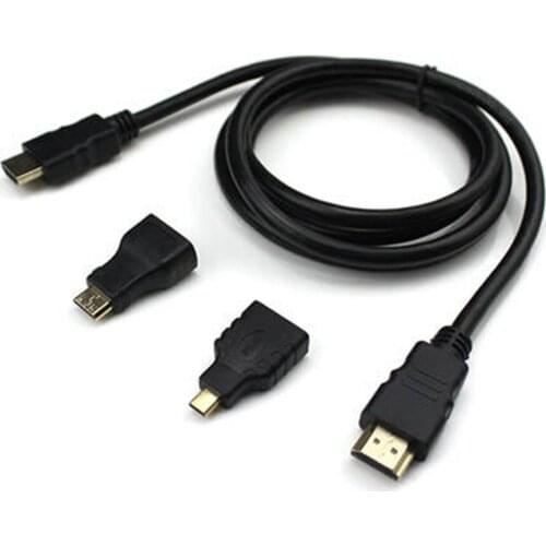 5FT HDMI-compatible Male to Male Cable + HDMI-compatible Female to MicroHDMI-compatible & Mini HDMI-compatible Male Adapters