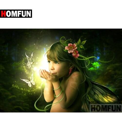 HOMFUN 5D DIY Diamond Painting Full Square/Round Drill "butterfly fairy" Embroidery Cross Stitch gift Home Decor Gift A08895