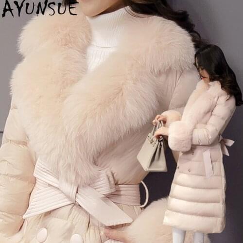 AYUNSUE Winter Down Jacket Women Slim Long Warm Woman Jackets Real Fox Fur Collar Korean Woman Parkas Clothes Doudoune Femme