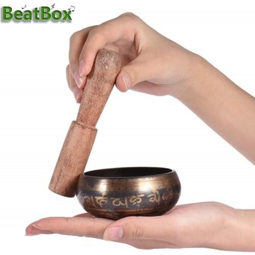 BeatBox 2.8 Inch Handmade Tibetan Bell Metal Singing Bowl with Striker for Buddhism Buddhist Meditation & Healing Relaxation