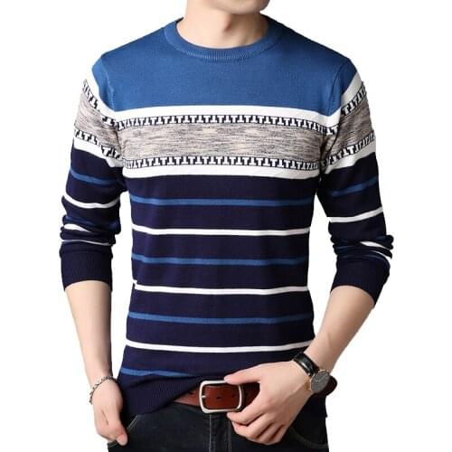 TFETTERS Brand-sweater 2021 Autumn Winter Warm Pullover Knitted Striped Sweater Striped Mens Knitwear Slim Sweaters Clothing