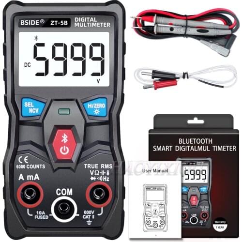 BSIDE ZT-5B Wireless Digital Multimeter Auto-Ranging True RMS 6000 Counts Voltmeter Volt Amp Ohm Hz NCV Diode Capacitance Temp