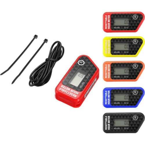 Waterproof LCD Resettable Hour Meter Counter Maintenance Reminder In Black/Red Fit Motorcycle/ATV/Motorboat/Lawn Mower
