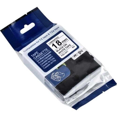 CIDY Black on white 10pcs TZe241 TZe 241 TZ 241 TZ241 TZ-241 TZe-241 Laminated Adhesive Labels Tape Compatible For Brother Tze