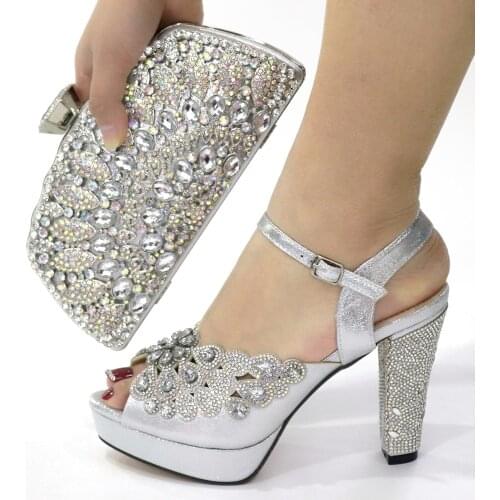 Doershow nice African Shoes And Bag Matching Set With pink Hot Selling Women Italian Shoes And Bag Set For Party Wedding !HLO1-3