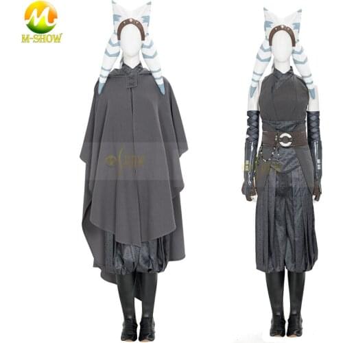 Ahsoka Tano Cosplay Costume Cloak Hat Belt Halloween Outfits for Adult Ahsoka Tano New Suit Womans Uniforms Custom Made
