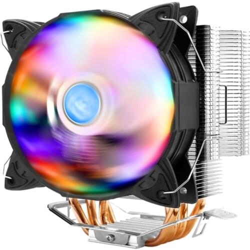 CPU Cooler Colorful RGB Chassis Radiator 4 Heatpipes CPU Air Cooler 12V 4Pin PWM Fan Air Cooling for intel/amd/LGA 775