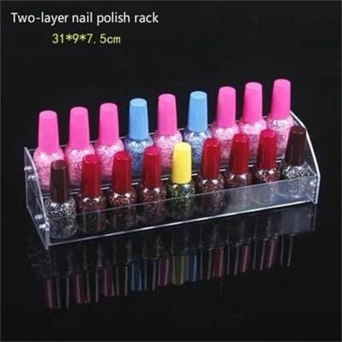 Hot Sale 2 Layers Cosmetics Storage Box Clear Acrylic Nail Polish Display Rack Face Cream Glasses Mask Lipstick Holder Rack