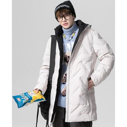 Mens Clothing Winter New Long Down Jacket Trendy Fashionable White Duck Down Coat