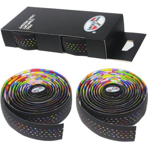 Soft Road Bike Bicycle Handlebar Tape Cork Breathable Handle Bar Tape Professional Cycling Damping Anti-Vibration Wrap w/2 Plugs