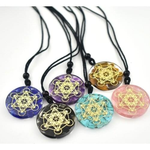 Natural 7 Chakra Orgonite Energy Healing Quartz Pendant Necklace for Women Men Handmade Woven Crystal Pendant Necklace Jewelry