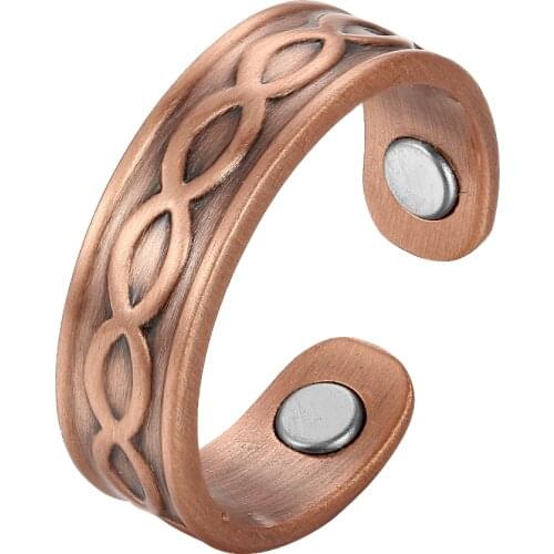 OKtrendy Magnetic Pure Copper Ring Men Finger Vintage Adjustable Open Cuff Rings for Women Men Arthritis Pain Relief Jewelry