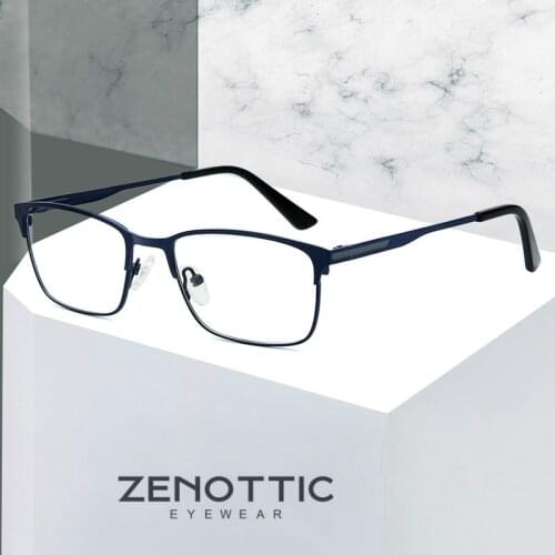 ZENOTTIC Men Alloy Eye Glasses Frames Male Business Style Square Metal Eyewear Ultralight Optical Myopia Prescription Eyeglasses