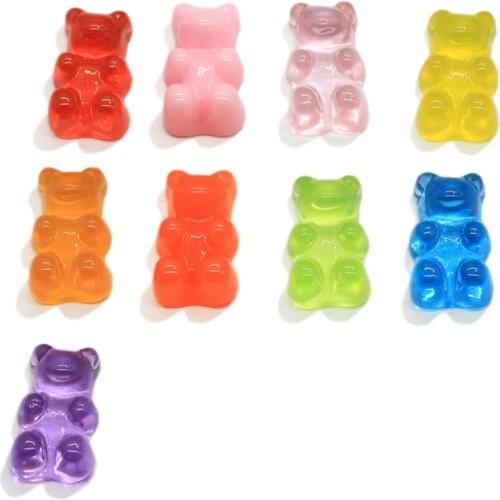 Wholesale Resin Candy Flatback Cabochons Gummy Bear Charms For Necklace Keychain Pendant