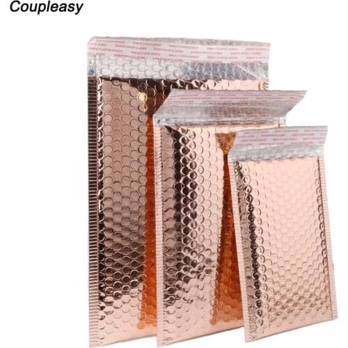 50PCS/Lot Light Gold Plating Paper Bubble Envelopes Bags Mailers Padded Shipping Envelope Waterproof Bubble Mailing Bag