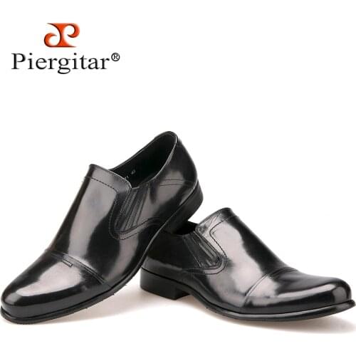 Piergitar High quality Round Toe Dress Shoes business and office Loafer For Men Genuine Leather Slip On Derby shoe