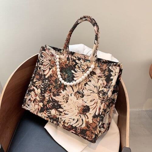 Painting Flower Luxury Brand Large Canvas Tote 2021 Summer Trends Womens Designer Handbag High Capacity To Handle Shoulder Bags