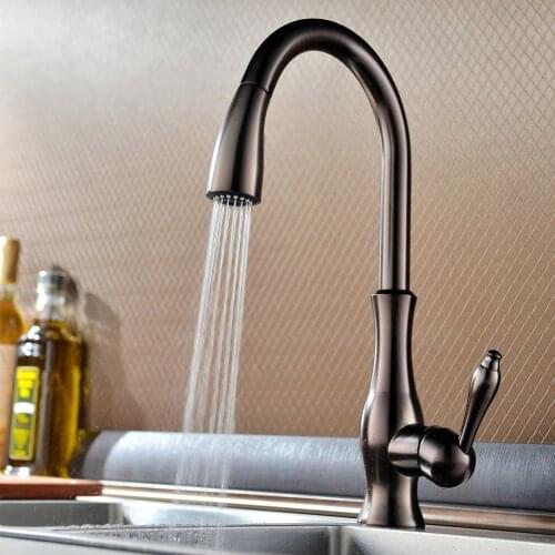 Luxury High Quality Oil Rubbed Bronz Pull Out Sprayer Kitchen Bar Sink Faucet Hand Held Sprayer Mixer, Solid Brass