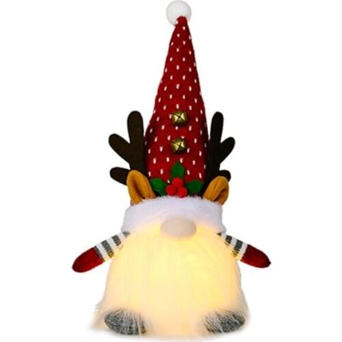 Gnome Christmas Decorations with LED Light Handmade Swedish Tomte Plush Gnomes Scandinavian Santa Elf Table Ornaments Nisse N0PA