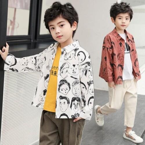 Boys full cotton long-sleeved shirts childrens fashion shirts hot sell 4-14 years old