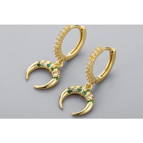 925 Sterling Silver Moon Hoop Earring for Women Temperament Geometric Gold Jewelry Gifts