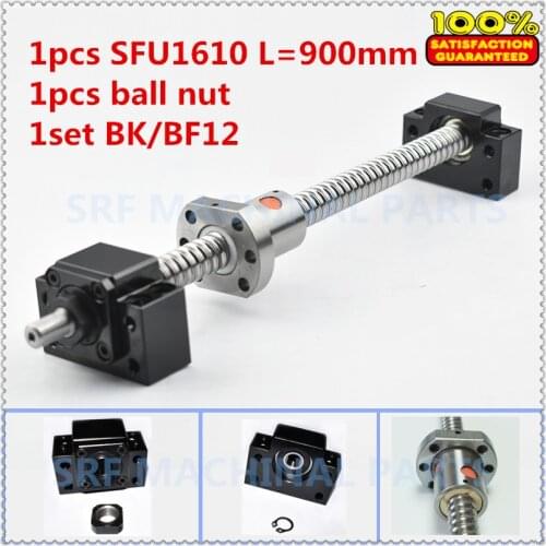 SFU1610 Rolled ballscrew C7 L=900mm Ball screw with single ballnut+1set BK/BF12 end support for CNC parts