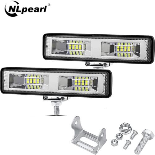NLpearl LED Headlights 12V 24V For Jeep Truck Car Boat Tractor Trailer SUV Offroad 4X4 LED Light Bar 48W Working Light Spotlight