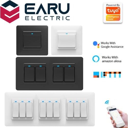 1 2 3 Gang 10A WiFi Smart Timer Light Wall Switch Push Button Switch Smart Life Tuya APP Voice Remote Control Alexa Google Home