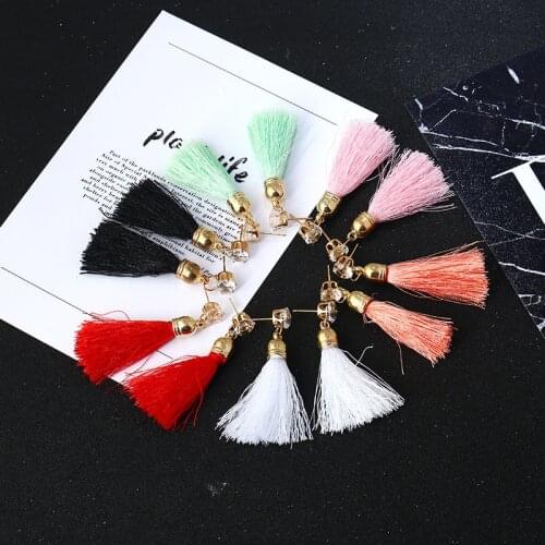 Vintage Ethnic Long Tassel Earrings Women 2018 Fashion Brand Jewelry CZ crystal Plating Simple Dangle Drop Earrings