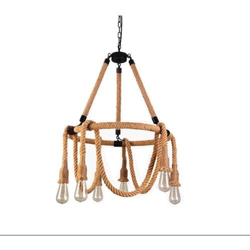 Vintage Pendant Lamp American Industrial Wind Hemp Rope Hanging Pendant Light Indoor Light For Decoration Lighting 110/220V