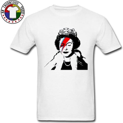 Adult Tops Shirts Banksy Urban Art Queen Portrait Character T Shirt Lovers Day 100% Cotton Round Collar Men T-shirts Custom