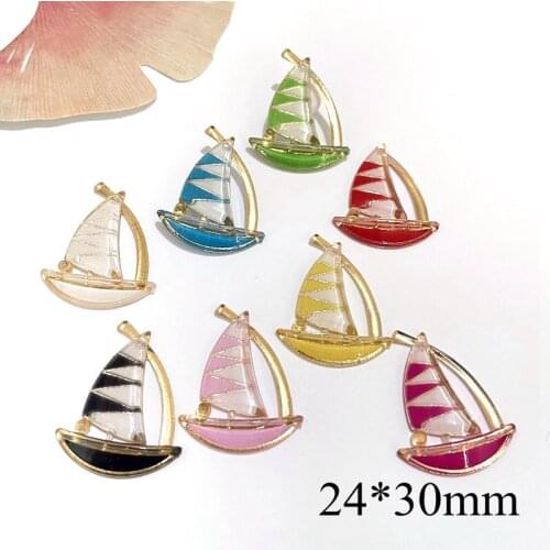 10Pcs/set Funny Sailboat Resin Planar Accessories for Jewelry Making DIY Phone Shell Crafts Ornament