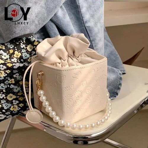 Fashion Pearl Handbag Luxury Designer Handbag Female Bags 2021 New Western Style Messenger Bag Wild Chain Small Square Box Bags