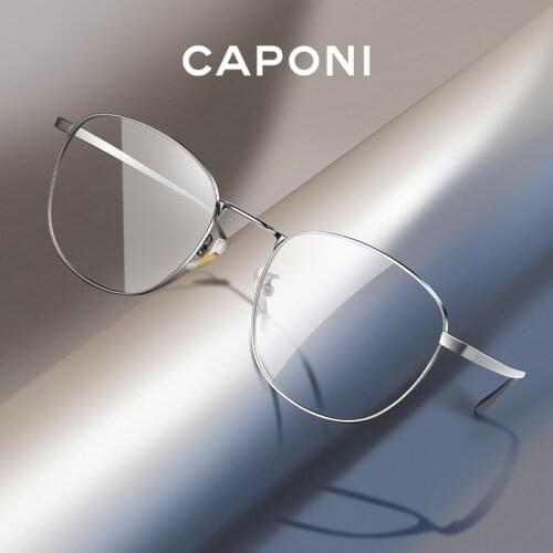 CAPONI Pure Titanium Frame Glasses Women Fashion Clear Glasses Sqaure Eyeglasses Available For Customize Prescripiton T31015