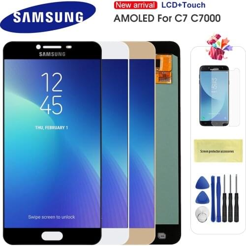 Super AMOLED LCD For Samsung Galaxy C7 C7000 SM-C7000 LCD Display Touch Screen Digitizer Assembly Replacement For C7 LCD